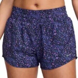 NIKE Women's One Dri-Fit Mid-Rise 3" Shorts in Purple/Black Sz MEDIUM